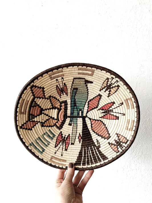 Pictorial Tightly Woven Coil Basket