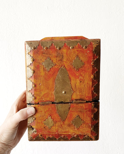 Vintage Wood and Brass Jewelry / Trinket Box