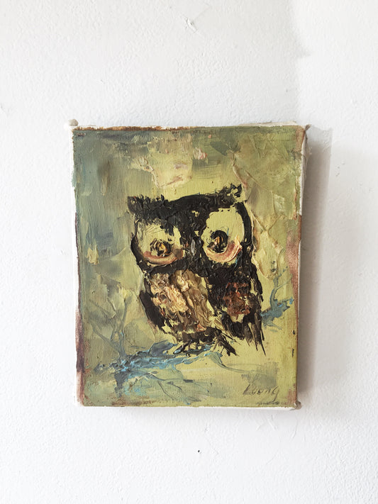 Vintage Owl Oil Painting