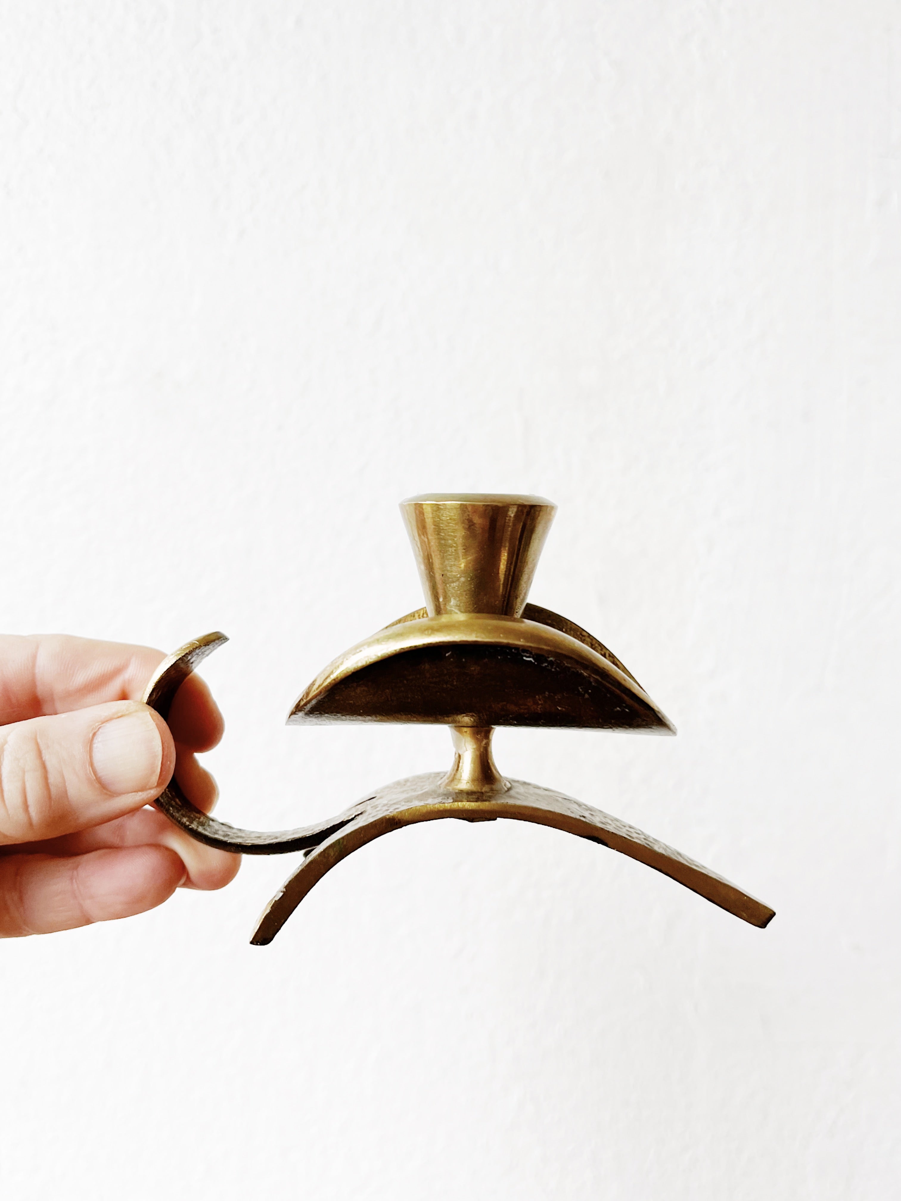 Mid Century Brass Candle Holders - Thumbnail 5