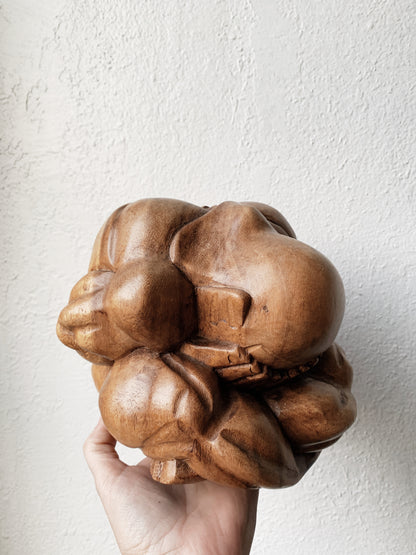 Large Carved Wood Weeping Buddha
