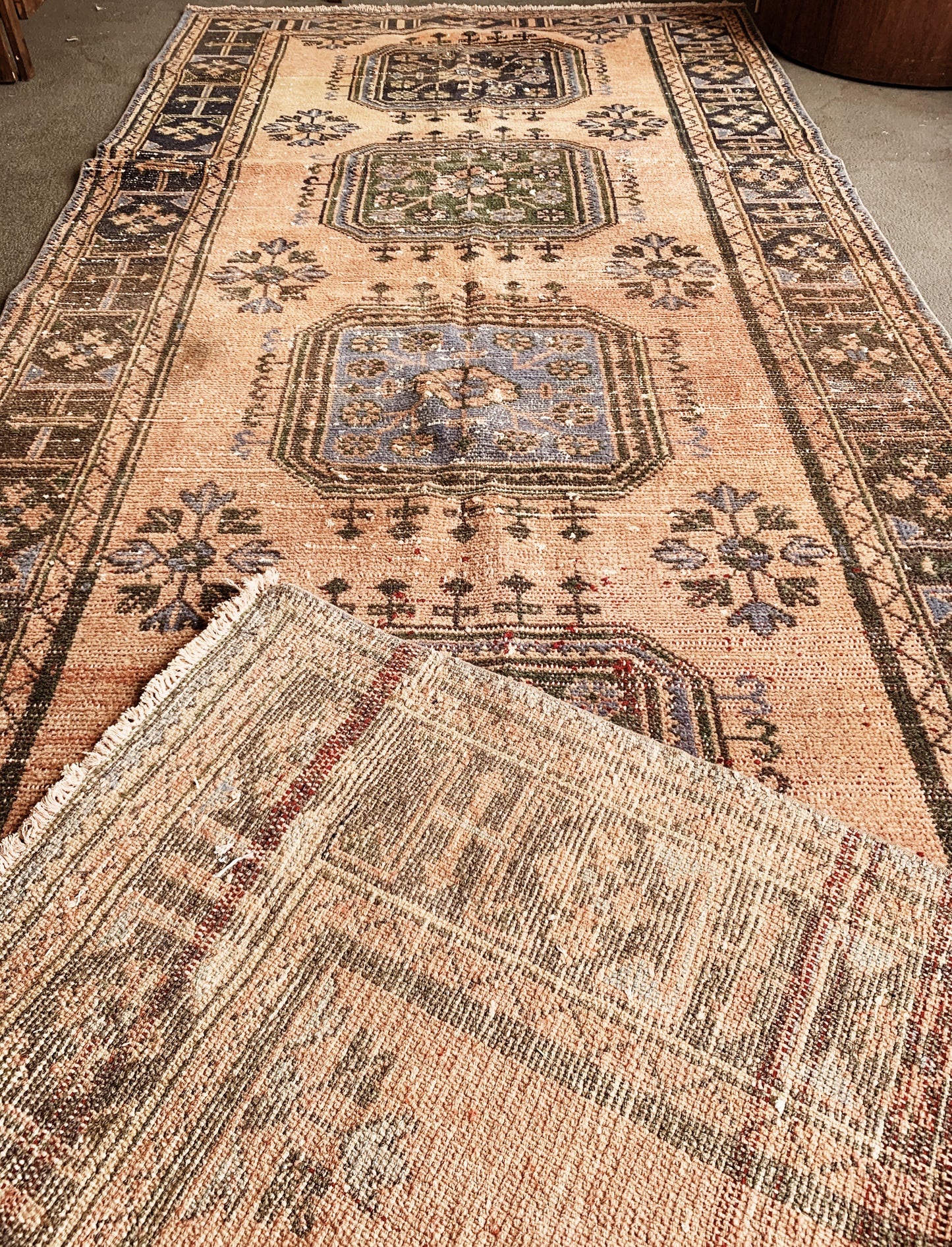 Large Vintage Oushak Wool Rug Turkey