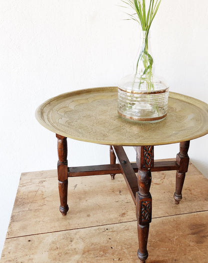 Antique Brass Side Tray Table