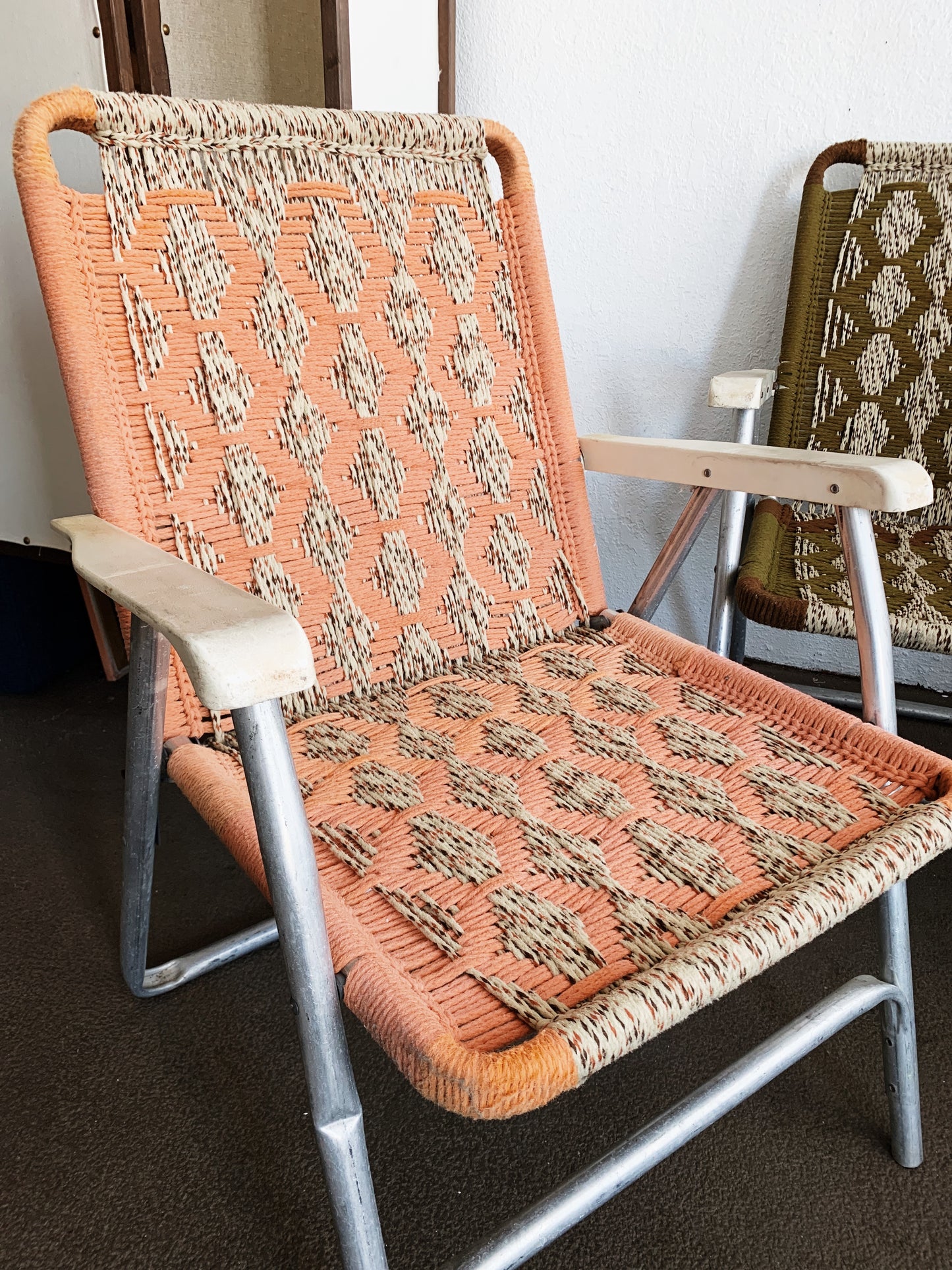 Mid Century Aluminum Macramé Lawn Chair