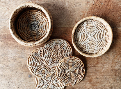 Woven Coaster Set in Basket