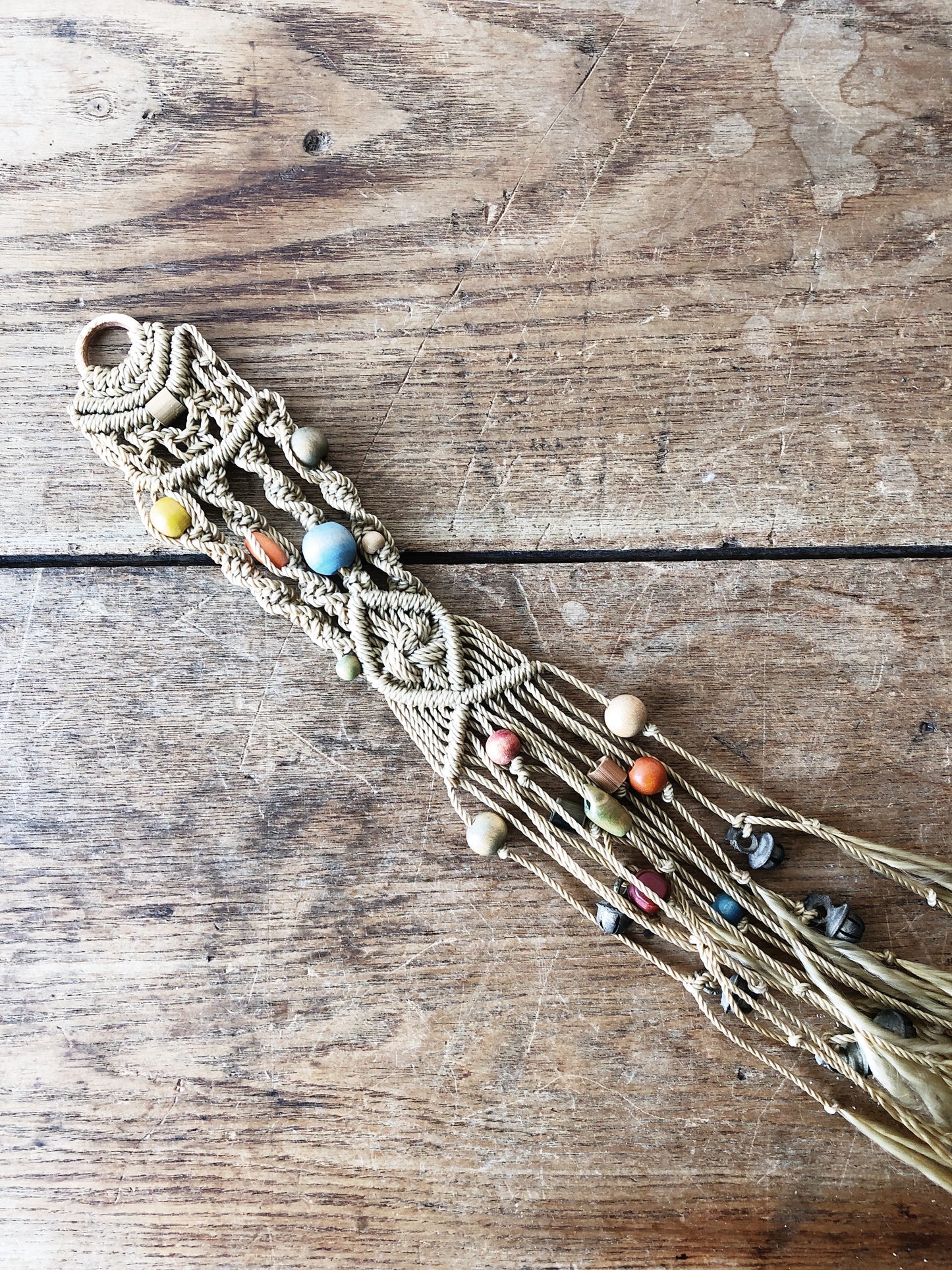 Vintage Beaded Macrame Weaving