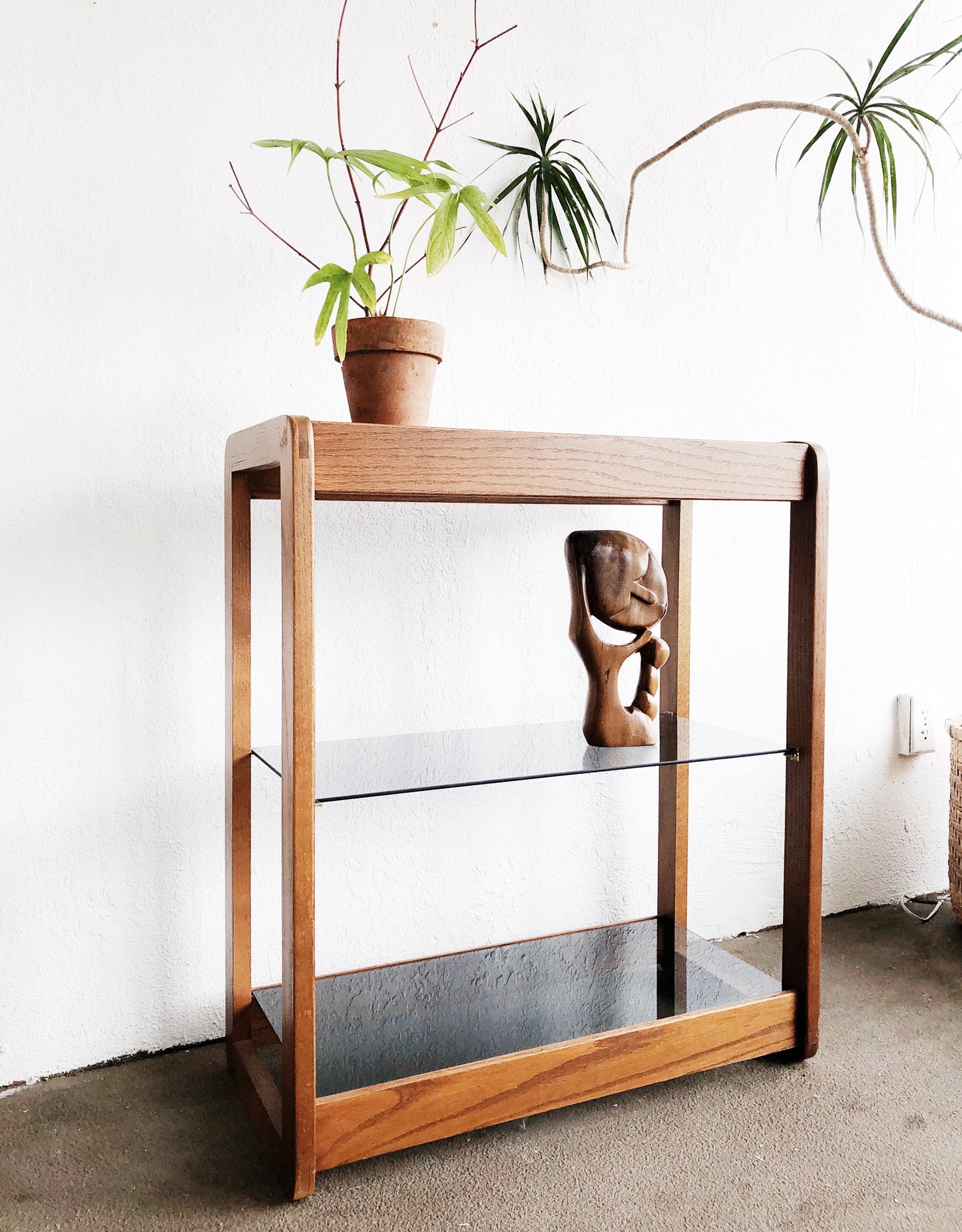 Vintage Teak and Glass Shelf
