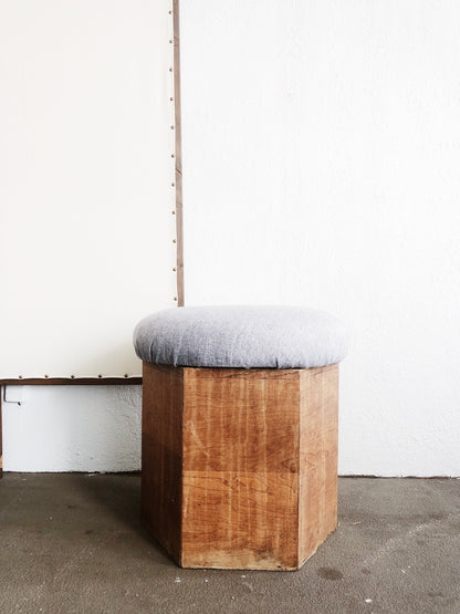 Vintage Hexagonal Storage Bin Stool