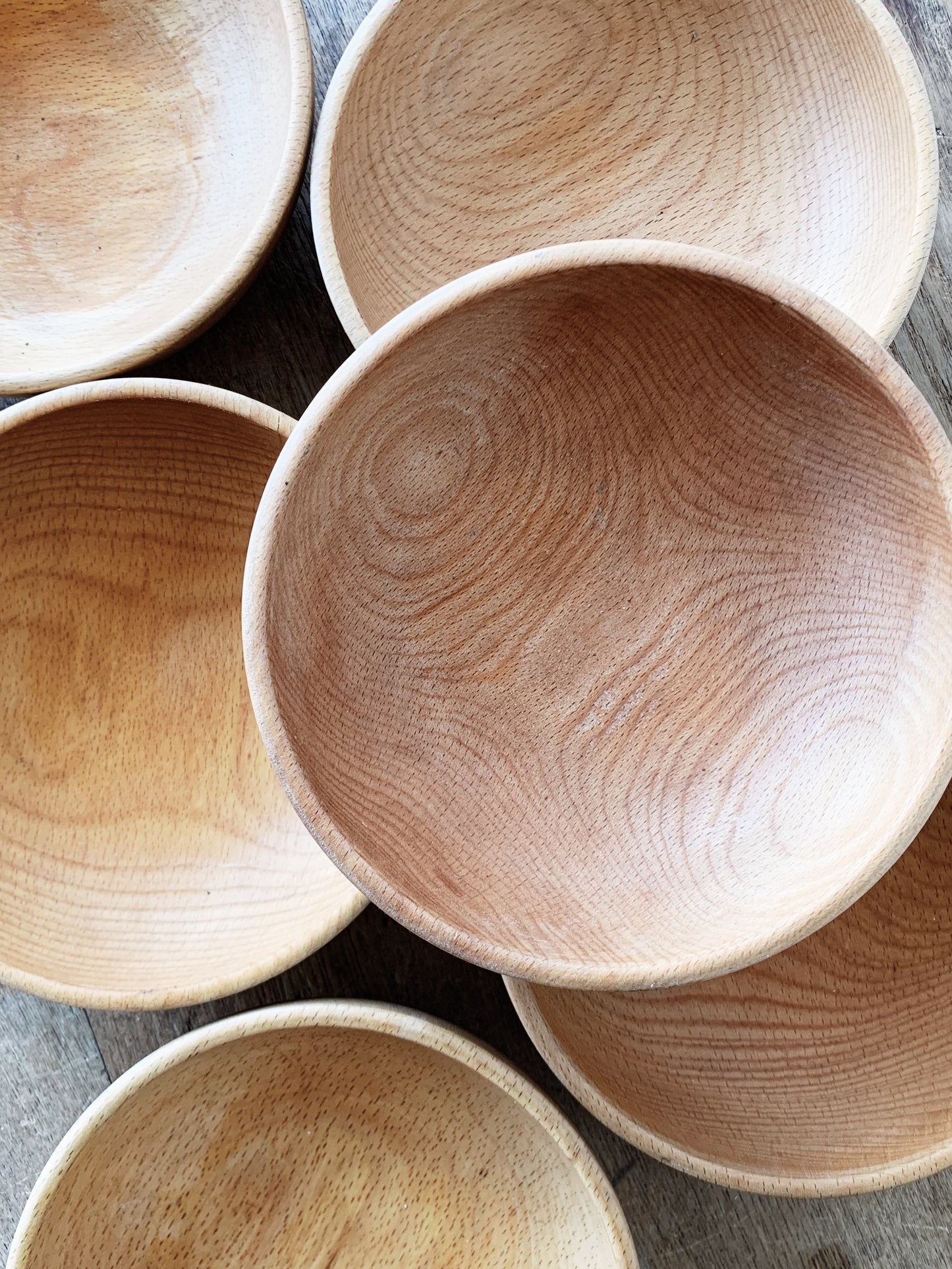 Set 6 Natural Wood Bowls