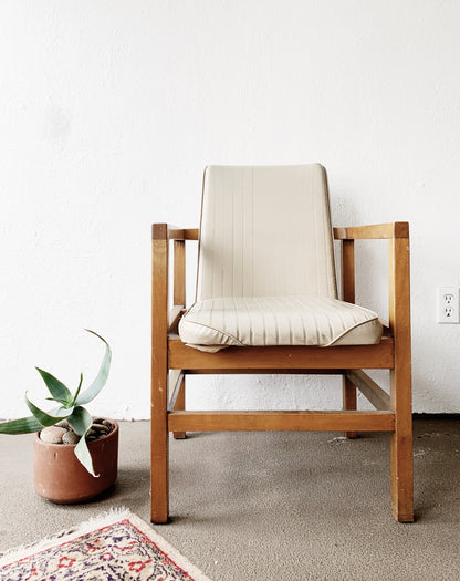 Vintage Wood Framed Vinyl Side Chair