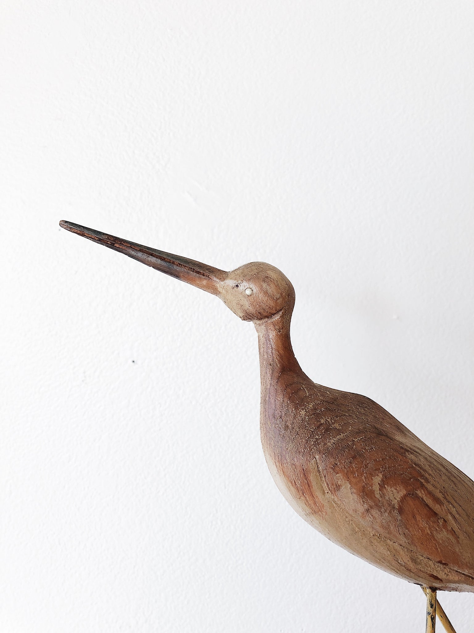 Carved Vintage Wood Egret