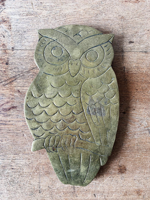 Vintage Solid Brass Footed Owl Trivet