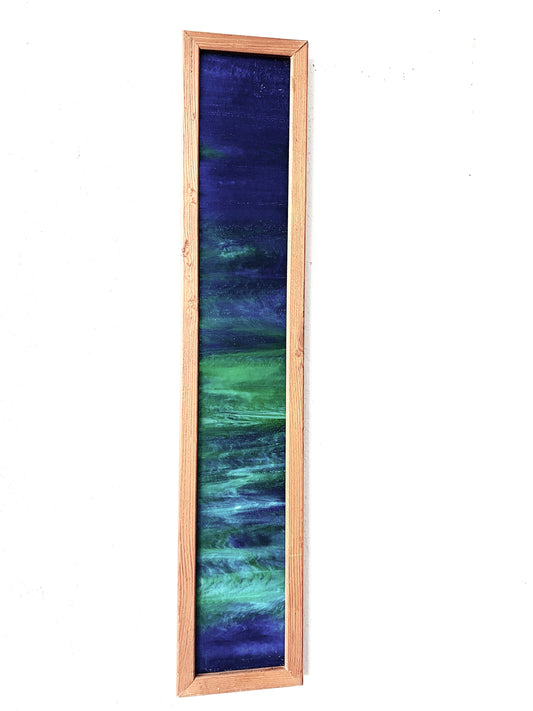 Vintage Wood Framed Stained Glass Panel
