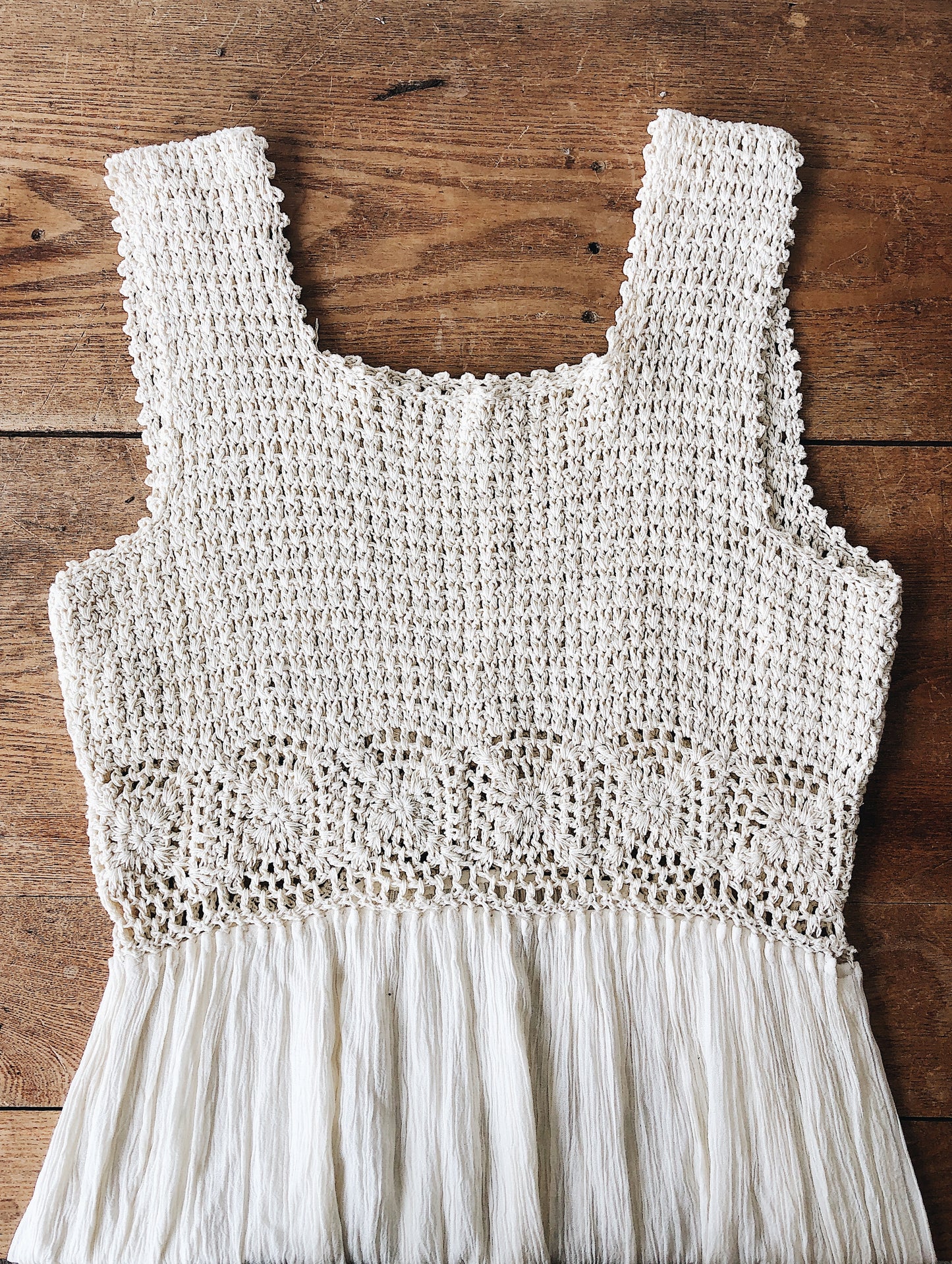 Vintage Crochet And Gauze Rayon Dress