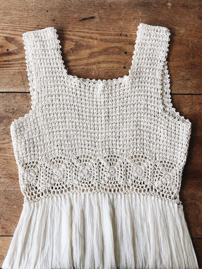 Vintage Crochet And Gauze Rayon Dress