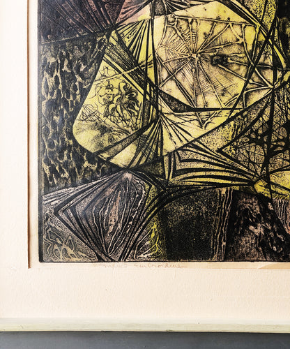 RESERVED Vintage Intaglio Collograph Print
