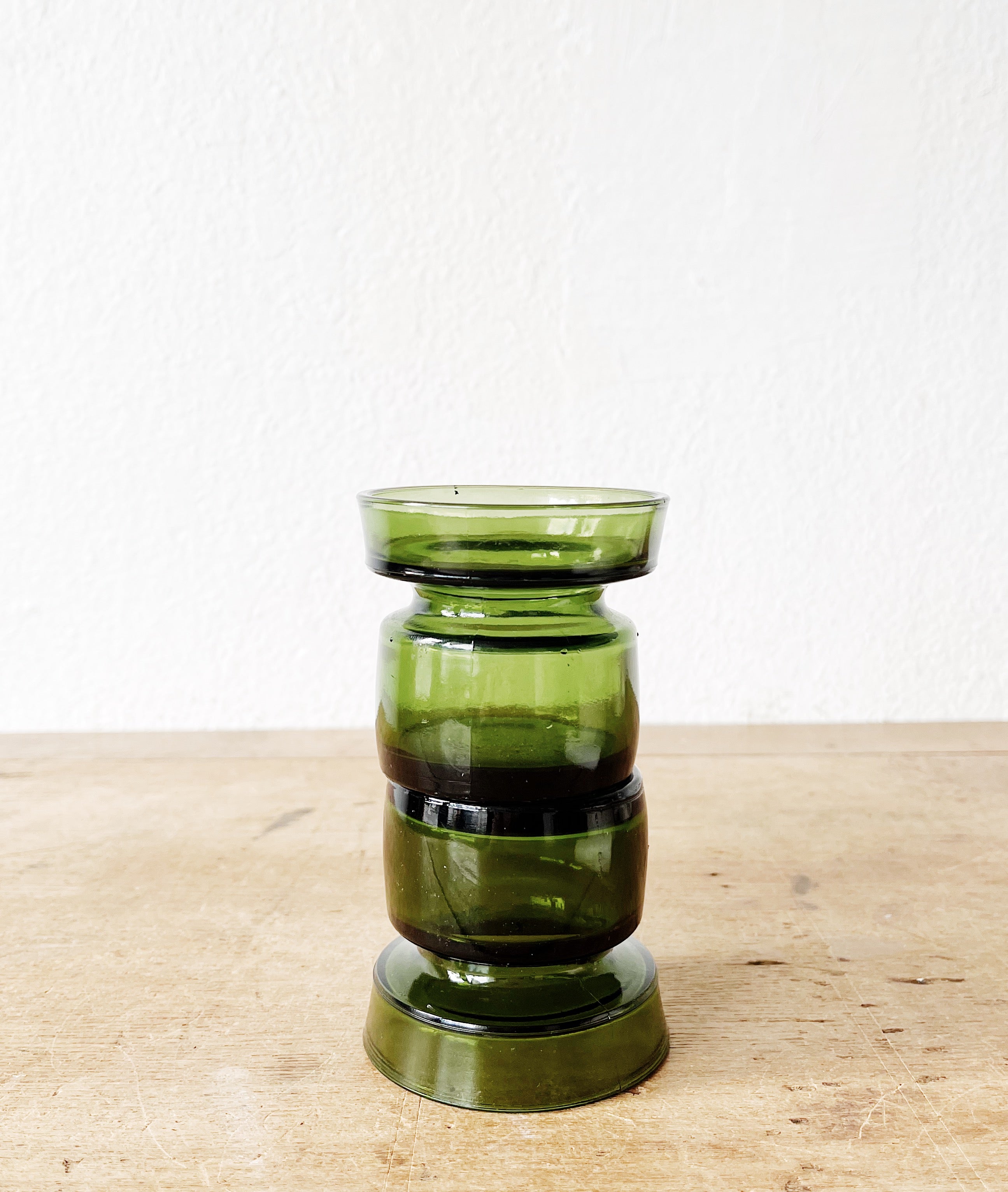 Vintage Danish Emerald Glass Candleholders