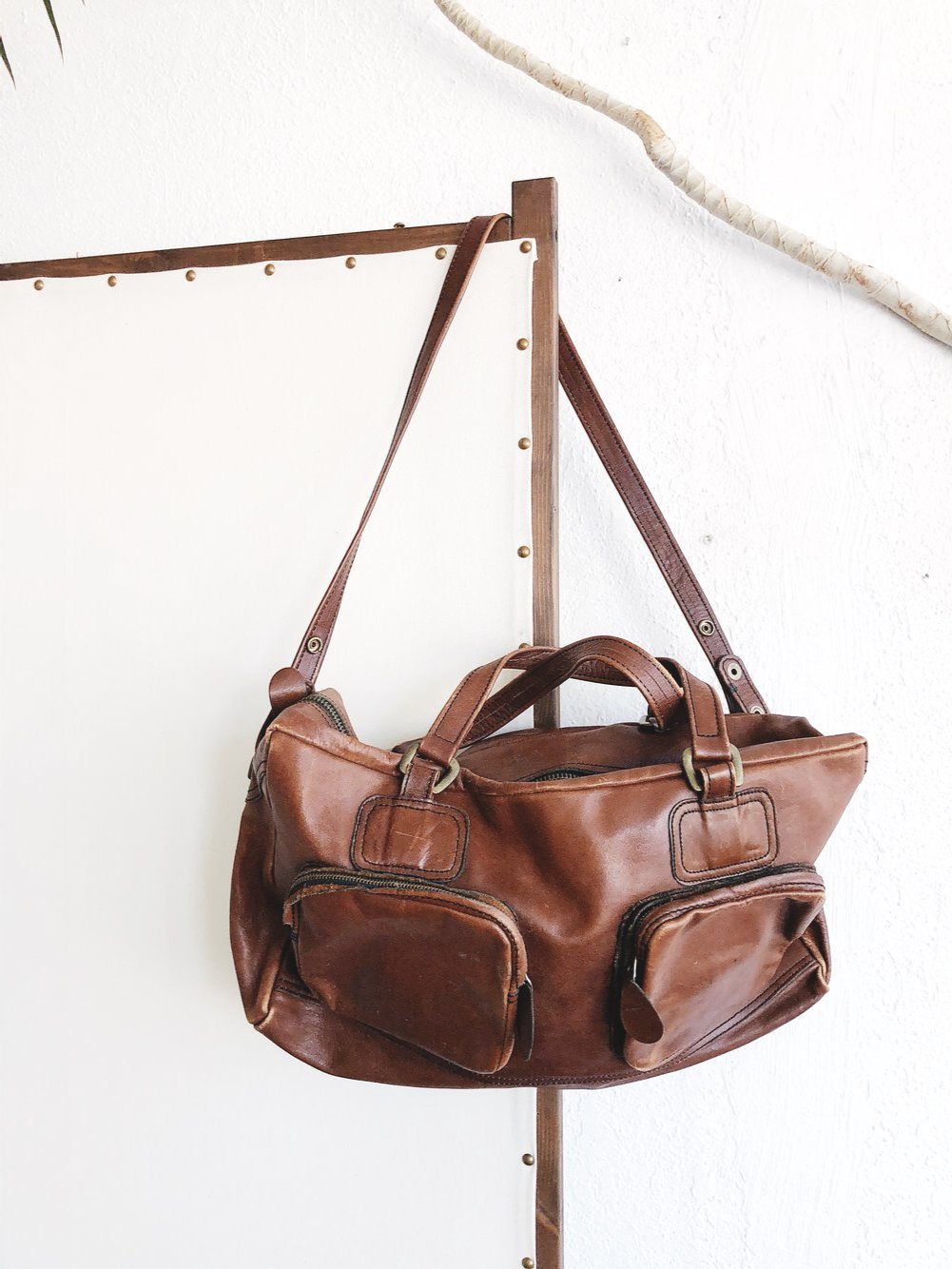 Vintage Leather Duffel Bag