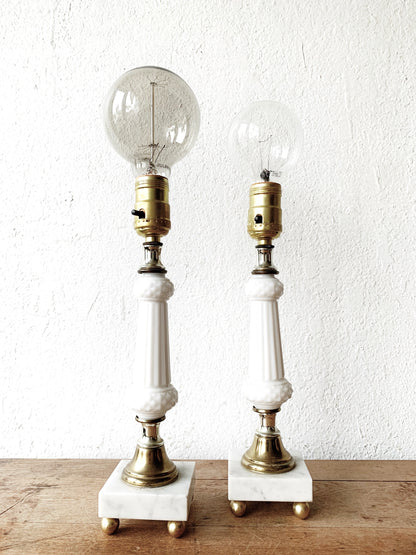 Vintage Marble and Milk Glass Lamp