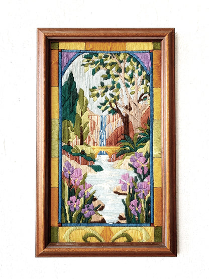 Vintage Framed Needlepoint Landscape