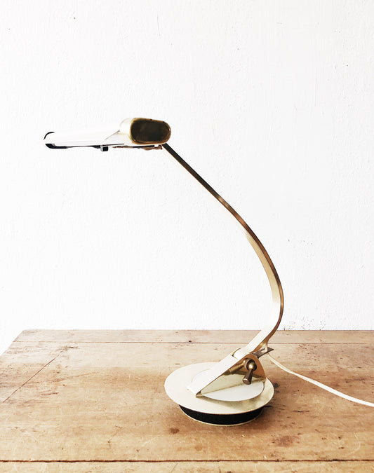 Vintage Brass and Enamel Lamp