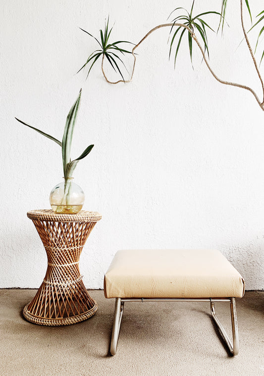 Mid Century Taupe Vinyl Stool