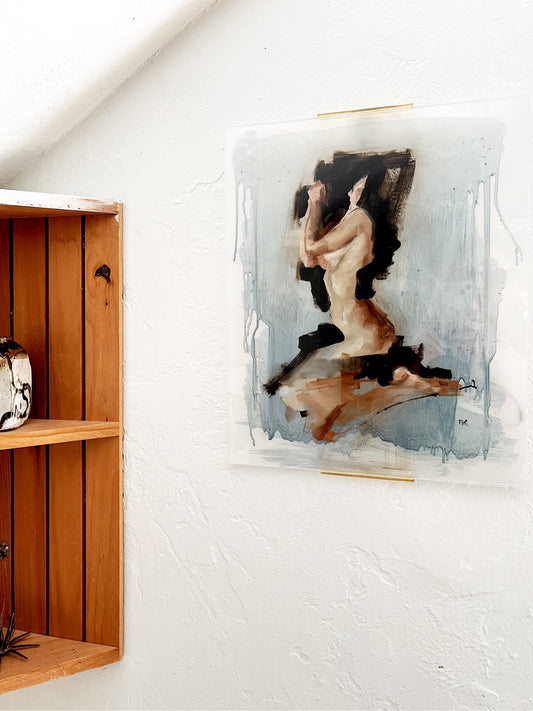 Unique Mixed Media Abstract Portrait on Vellum