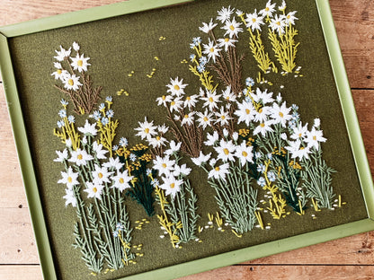 Vintage Crewel Framed Daisies