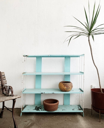Vintage Turquoise Metal Shelf