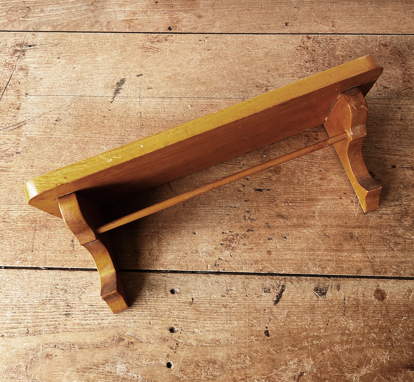 Vintage Wood Shelf with Hanging Bar