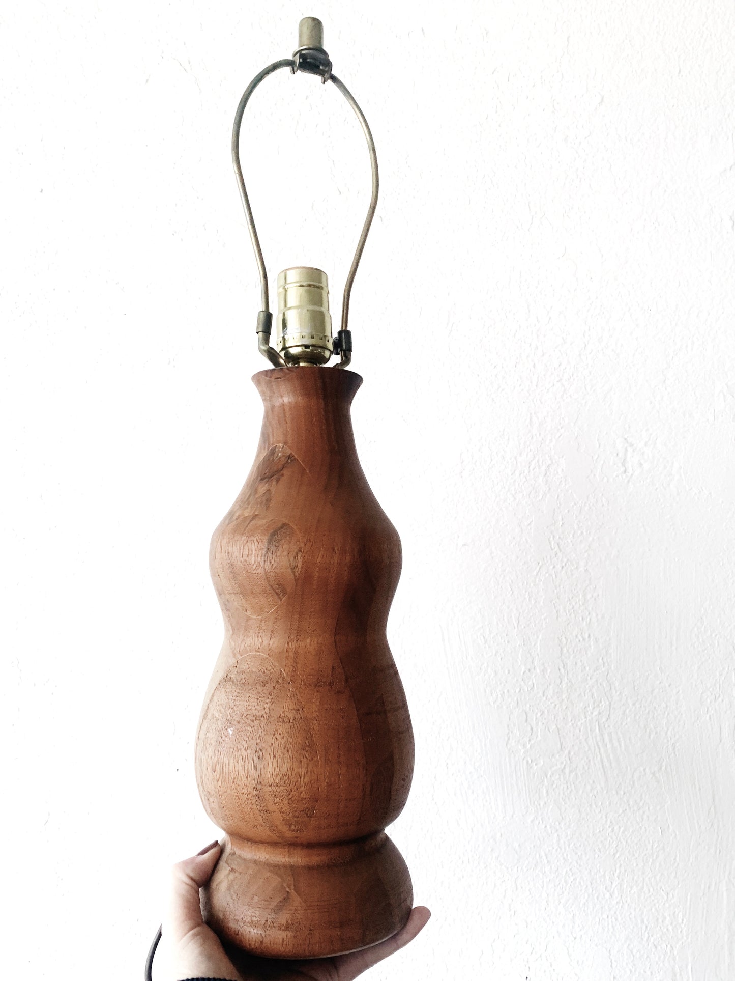 Handmade Turned Wood Lamp with or without Vintage Silk Shade