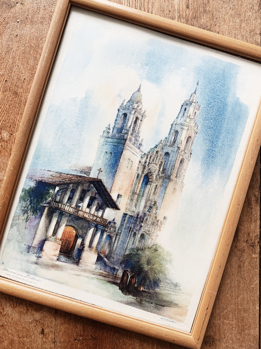 Vintage Framed Litho Mission Delores