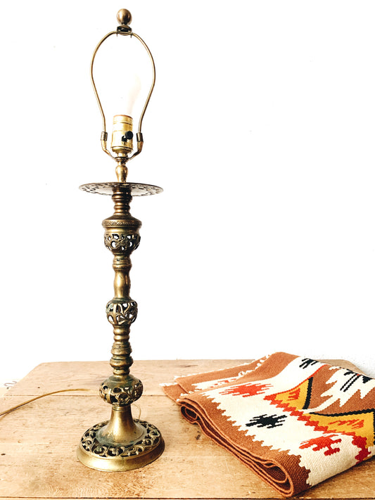 Vintage Brass Filigree Lamp