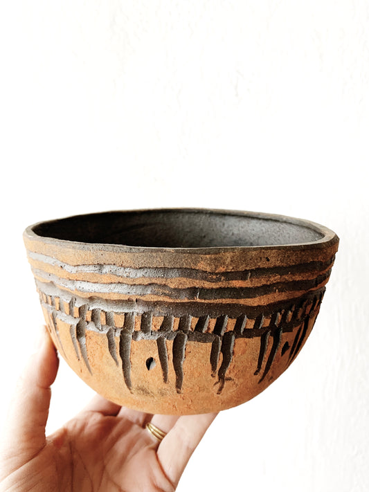 Vintage Sgraffito Pottery Planter