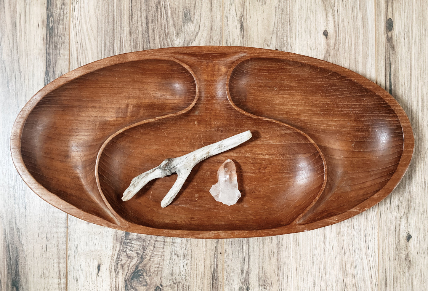 Mid Century Carved Wood Tray