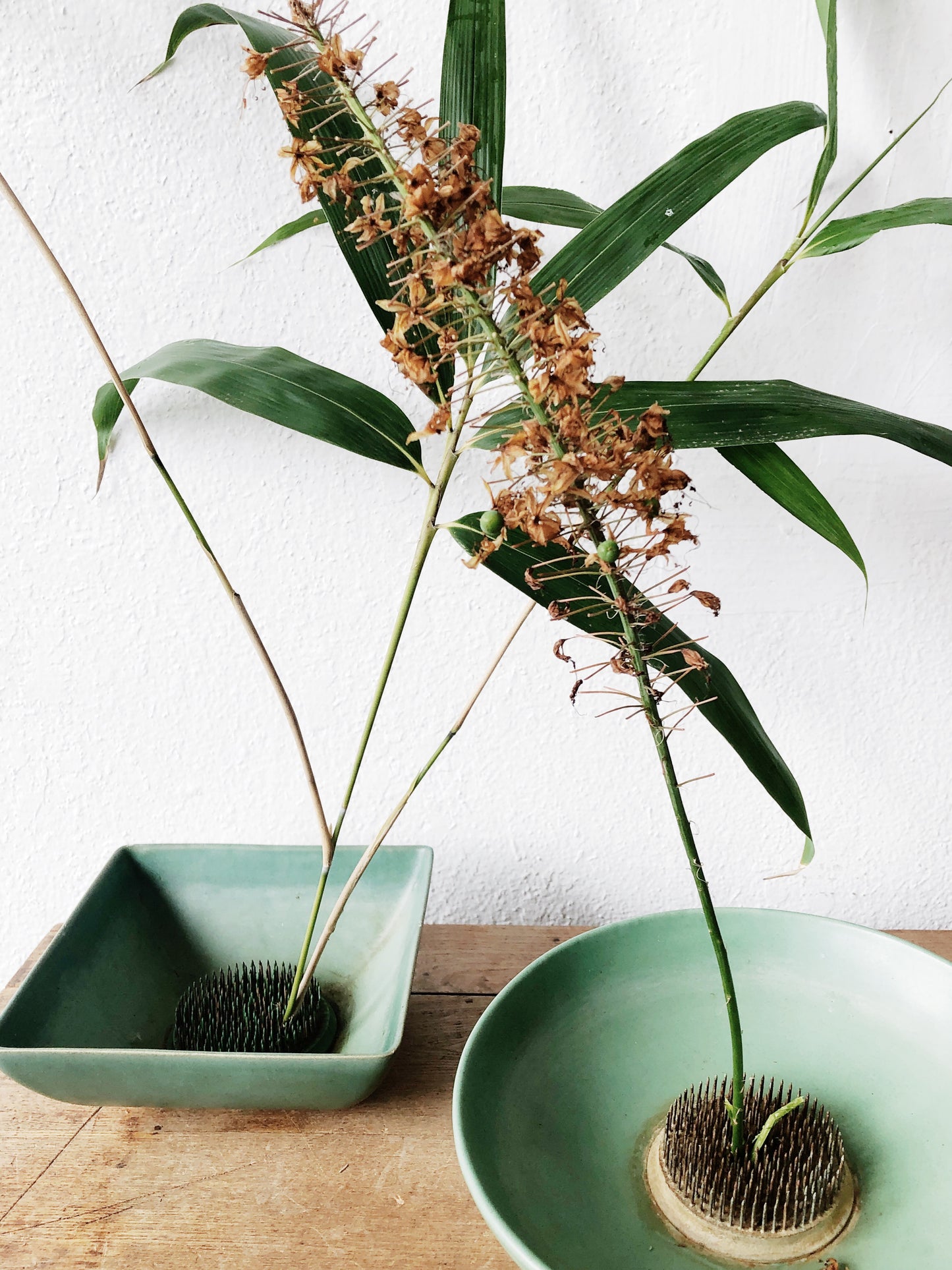 Vintage Turquoise Square Ceramic Ikebana Planter