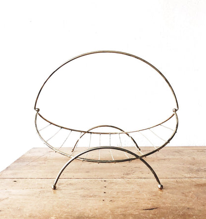 Mid Century Brass Wood Rack