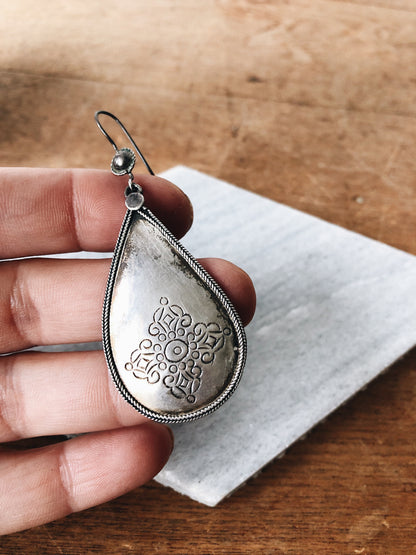 Vintage Mexican Silver Teardrop Earrings