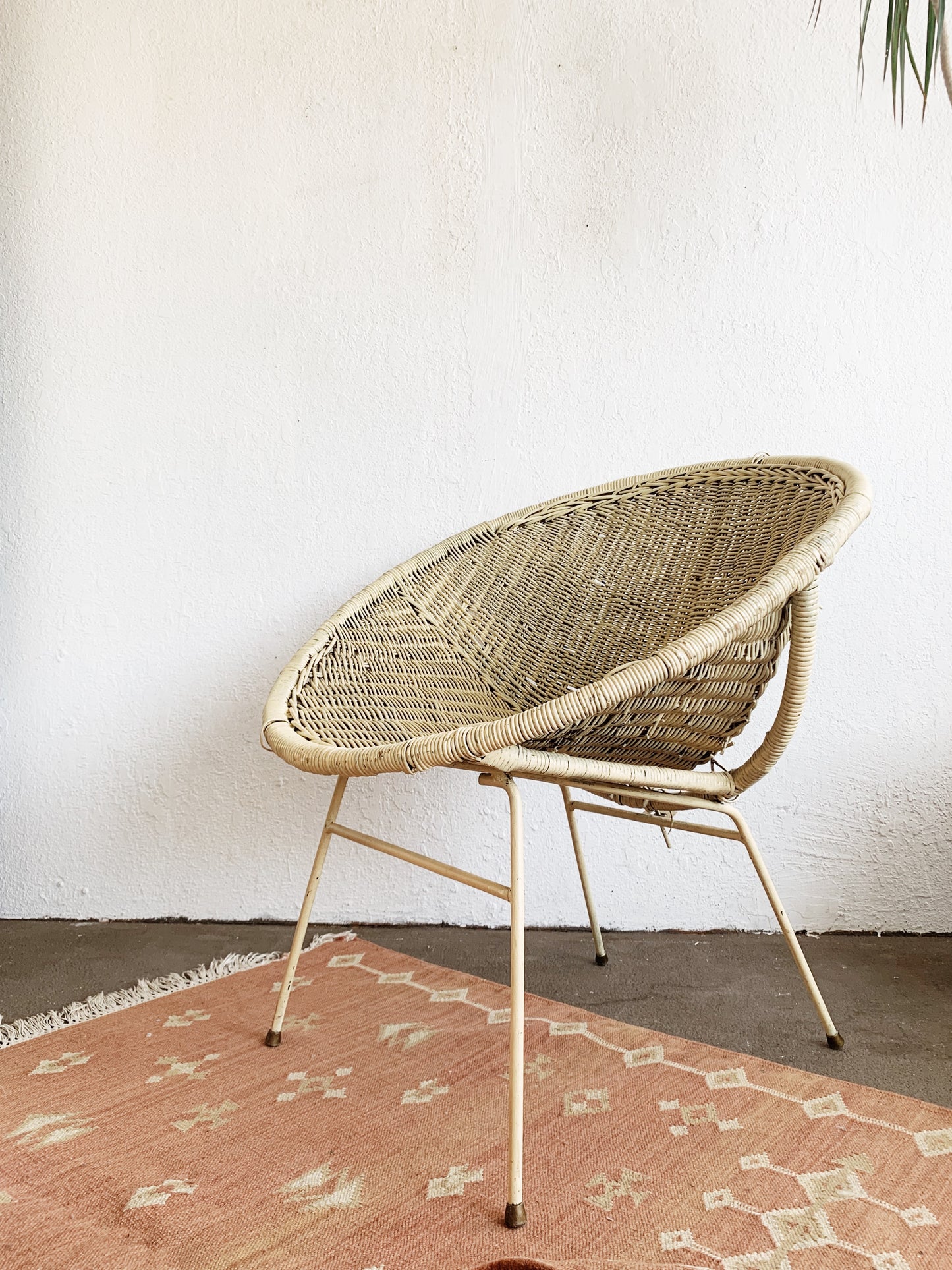 Mid Century Wicker Bucket Chair