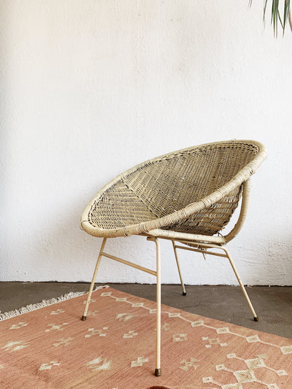 Mid Century Wicker Bucket Chair