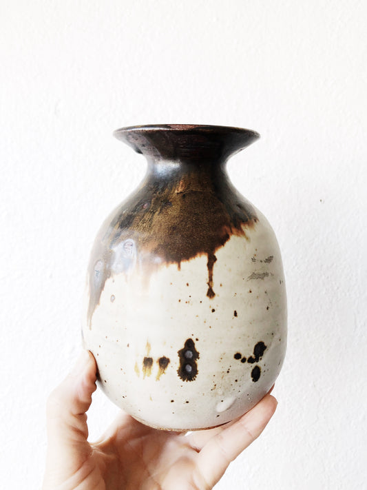 Drippy Vintage Stoneware Vase