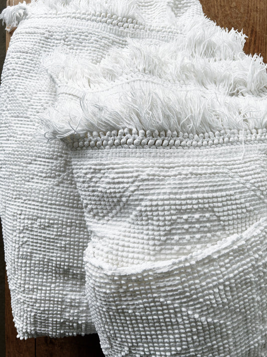 Vintage Popcorn Stitch Cotton Coverlet