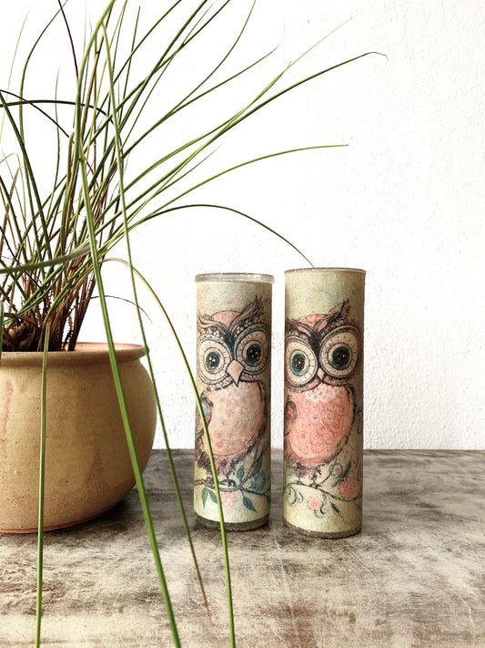 Vintage Frosted Glass Candle Holder