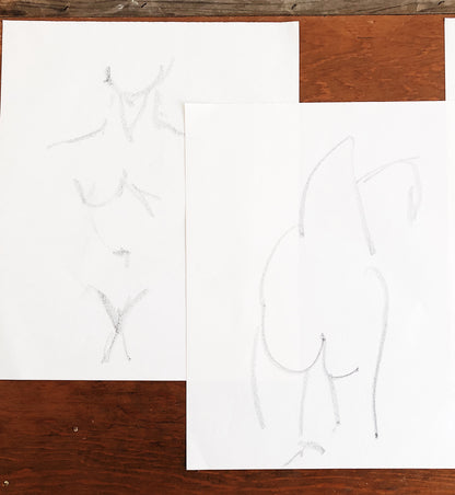 Original Charcoal Line Drawing