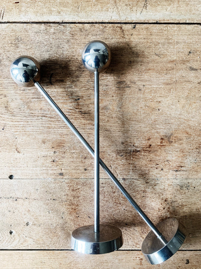 Mid Century Chrome Candle Holder Pair