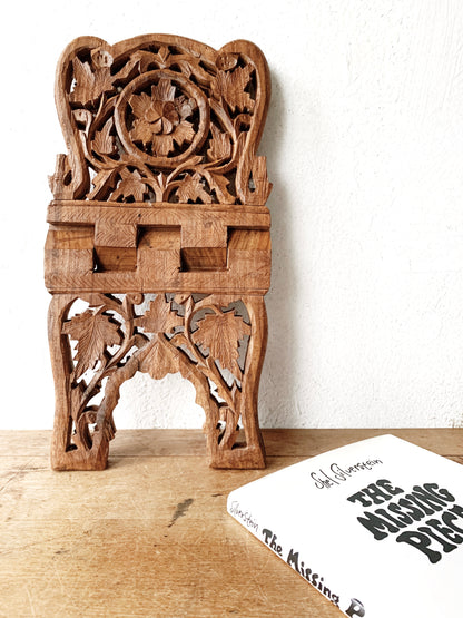 Large Vintage Carved Wood Bookstand