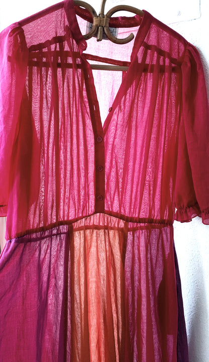 1970’s The Hirsh Girl Sheer Color Block Dress