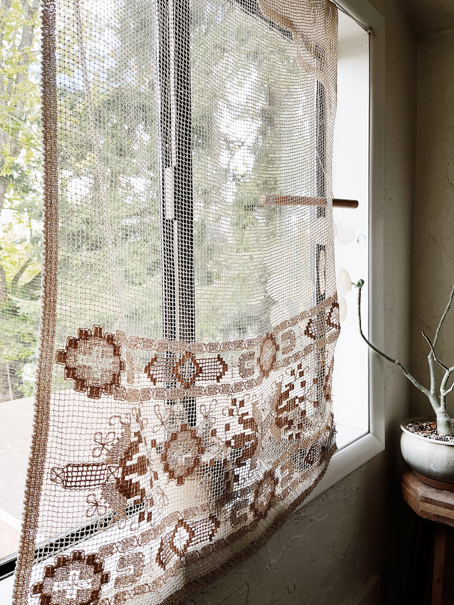 Antique Tatted Curtain Panel