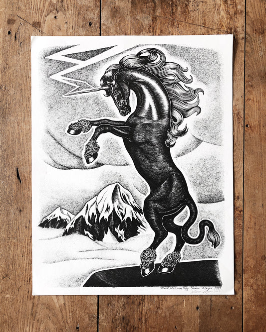Vintage Signed Shane Slayer Unicorn Print