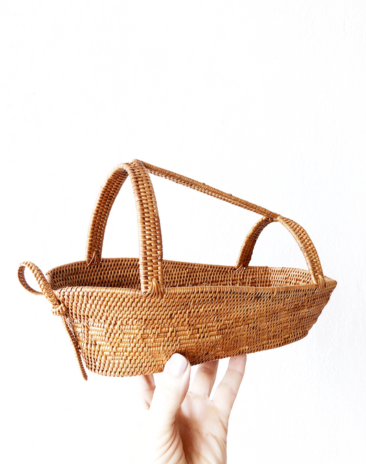 Vintage Woven Handled Basket